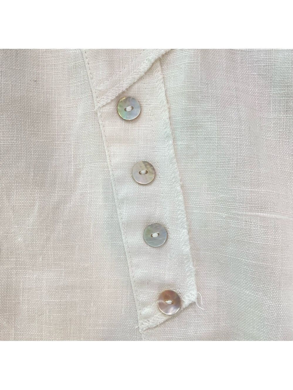 Linen tunic/dress/top ecru natural white Vitrin design asymmetric sleeveless sma - Picture 6 of 15